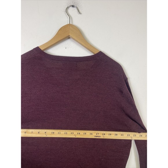 Banana Republic Mens Sweater V Neck Burgundy Merino Wool XL - Picture 6 of 7